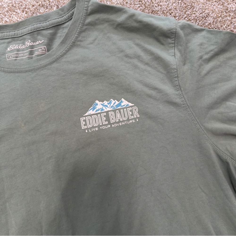 Eddie Bauer Graphic Tee Mt Rainier Green Outdoor Hiking Nature Shirt Mens TL - Picture 5 of 9
